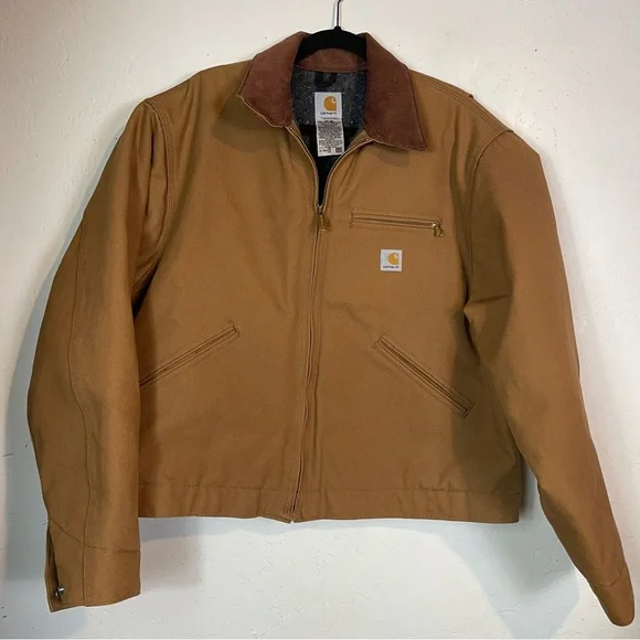 Carhartt Men's Size 48 Blanket Lined Detroit Jacket Tan Brown Zipper Zip Up - Picture 1 of 10